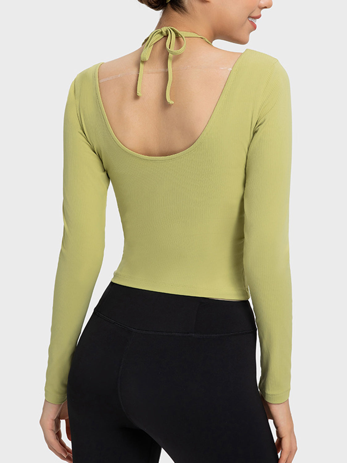 Millennia Halter Neck Long Sleeve Sporty Top - Ladyez
