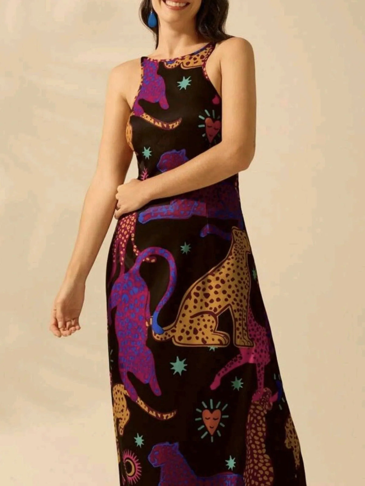 Printed Sleeveless Maxi Dress - Ladyez