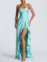 Ruffle High-Slit Maxi Dress