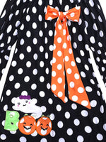 Children's Halloween Ghost Polka Dot Dress with Bow