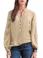 Full Size Notched Long Sleeve Blouse Plus Size