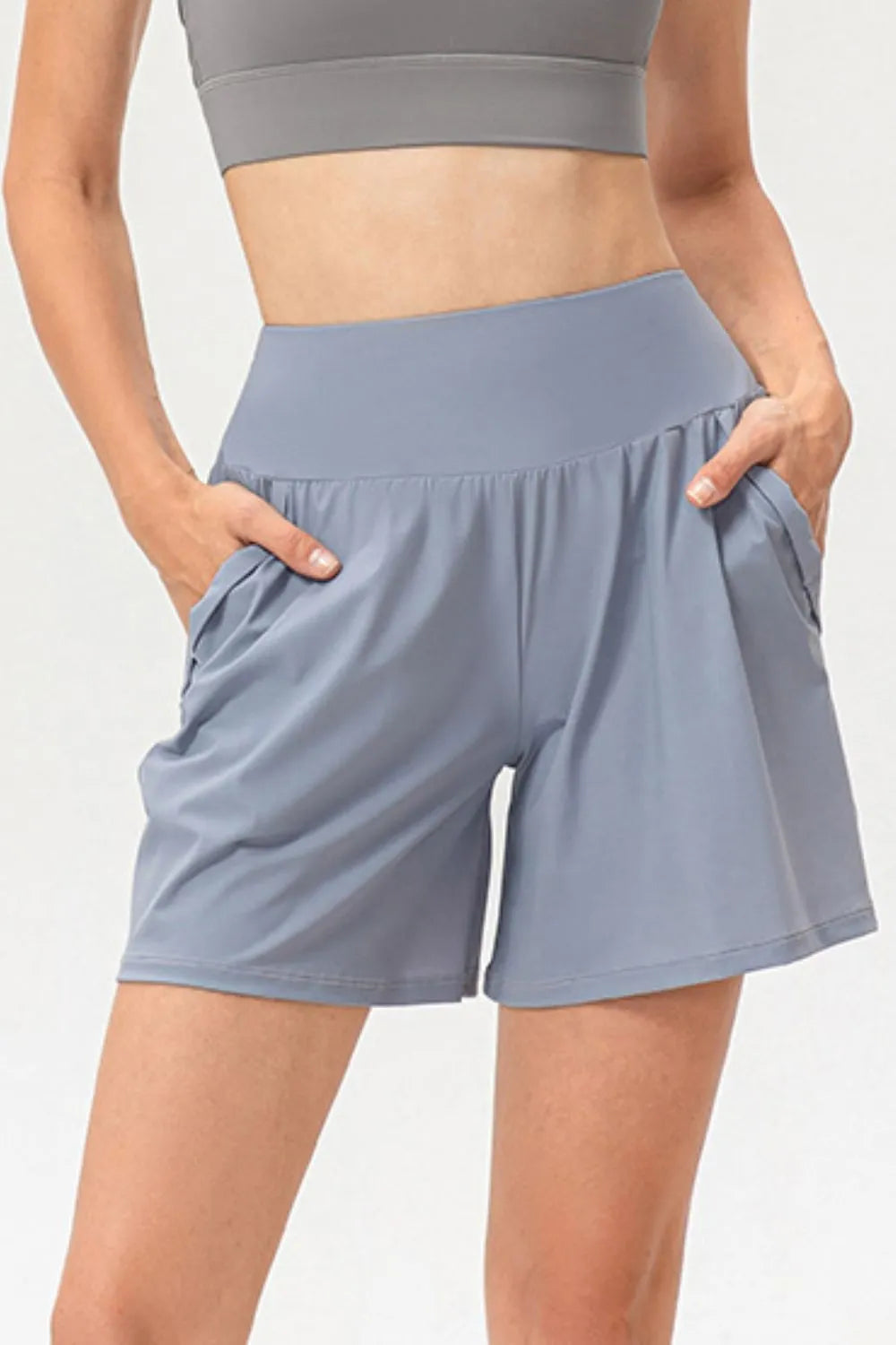 Pocketed Elastic Waist Active Shorts - Ladyez