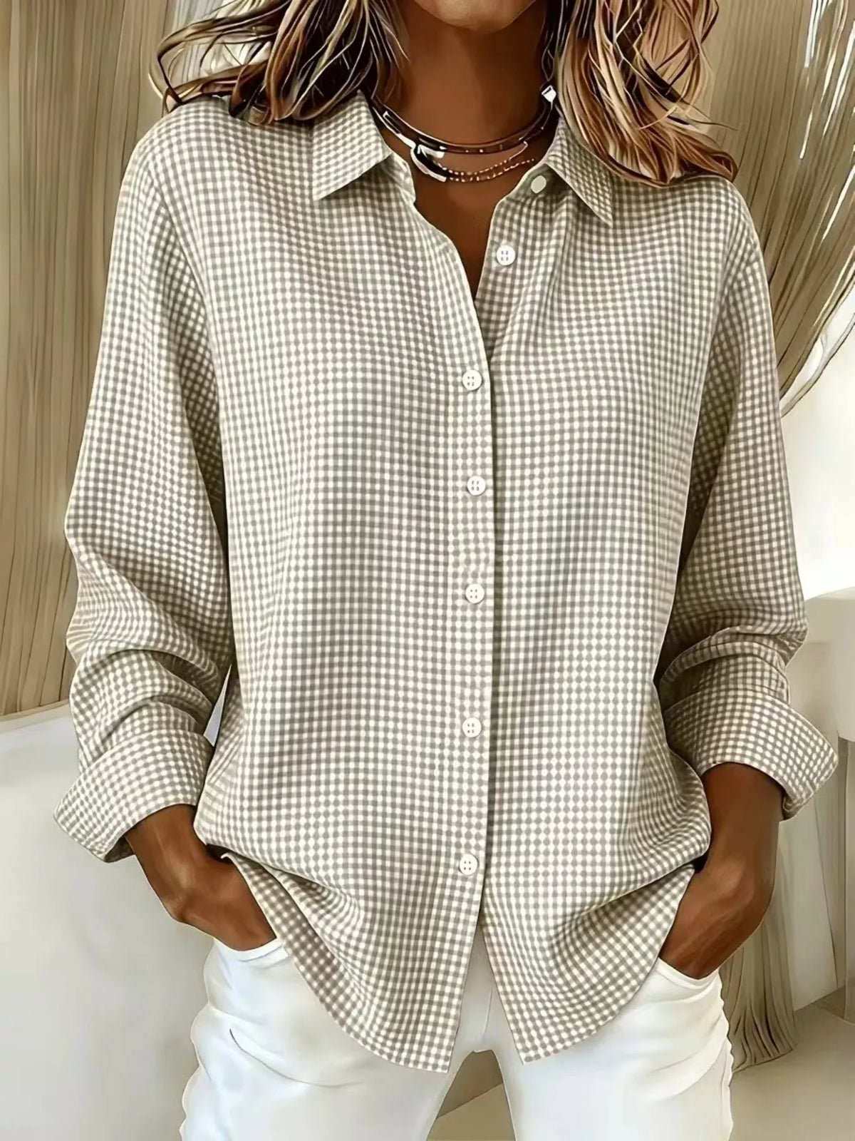Full Size Plaid Button Up Long Sleeve Shirt Plus Size