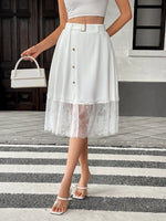 Lace Hem Detail Midi Skirt
