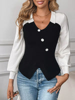 Color Block V-Neck Sweater