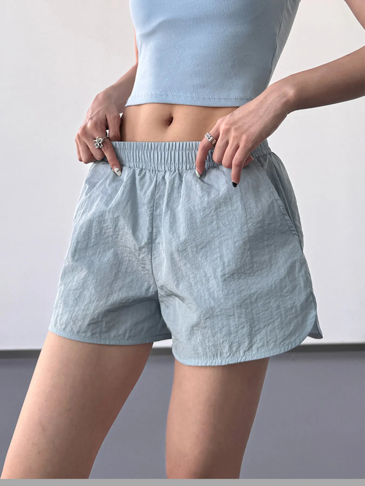 Elastic Waist Active Shorts - Ladyez