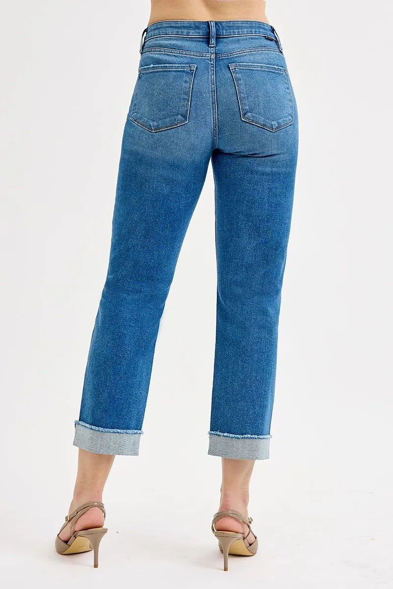 RISEN Full Size High Rise Boyfriend Fit Ankle Jeans Plus SIze - Ladyez