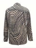 Striped Print Long Sleeve Button-Down Shirt