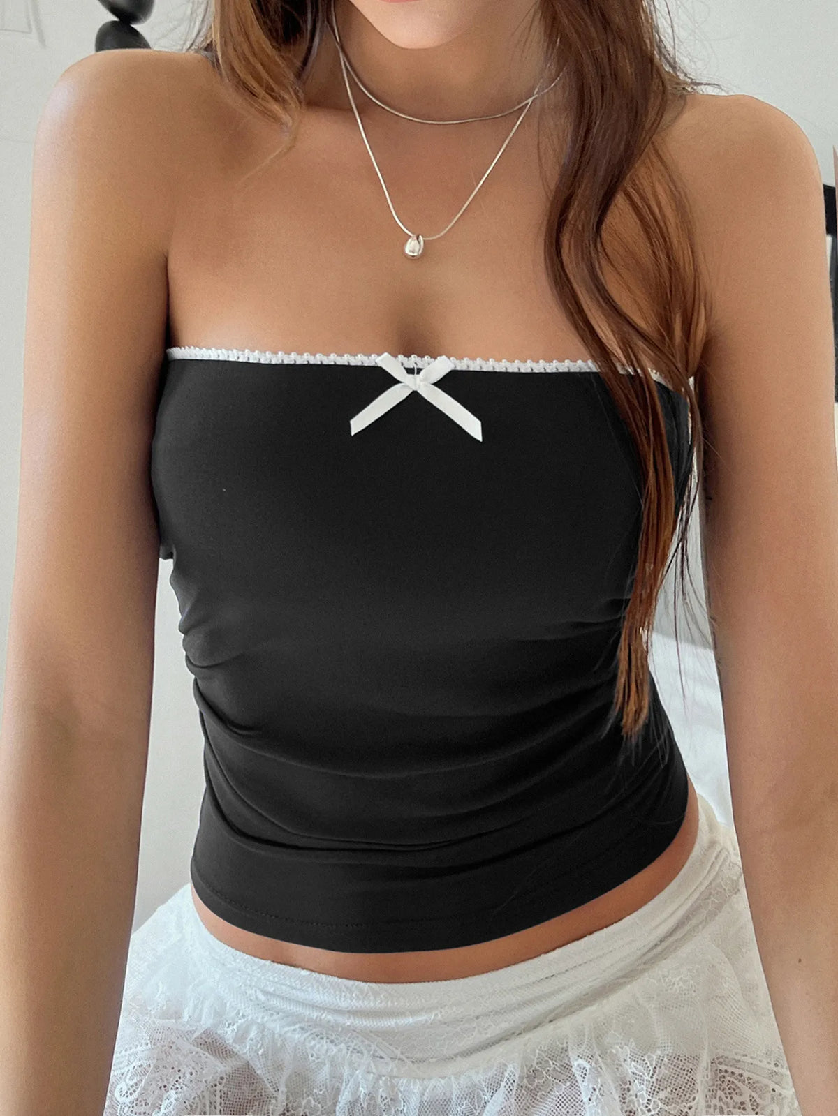 Bow Detail Tube Top - Ladyez