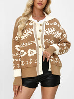 Floral Pattern Button-Down Cardigan