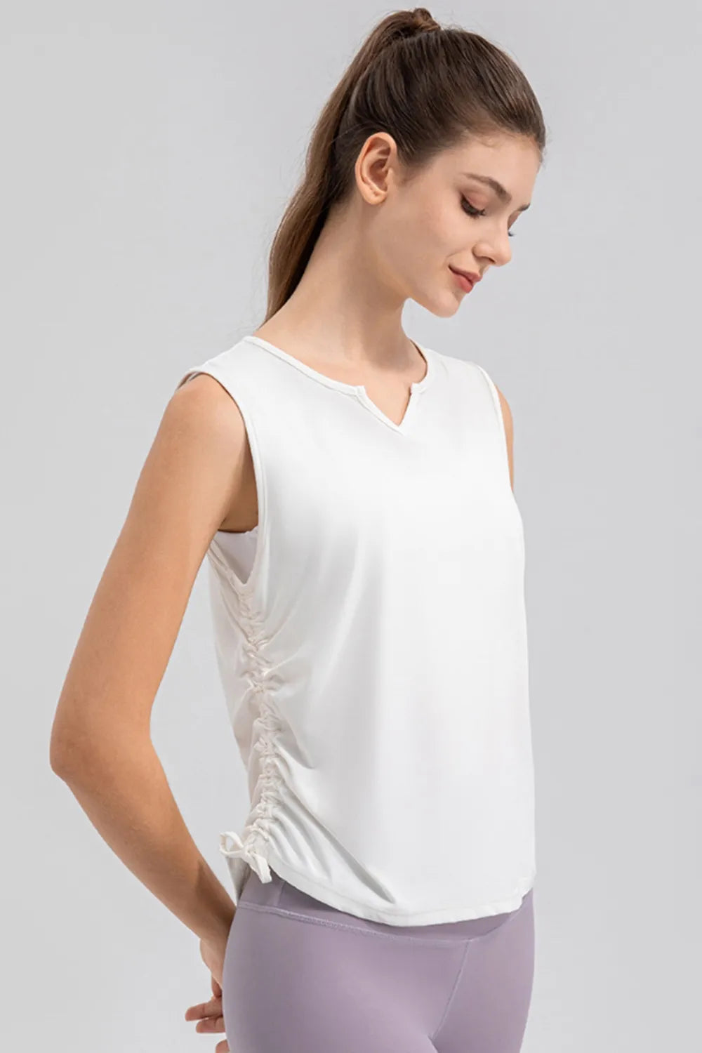 Notched Wide Strap Active Tank - Ladyez