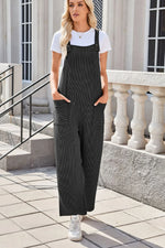 Lovelet Square Neck Wide Strap Overalls with Pockets