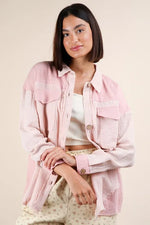 VERY J Mineral Washed Oversized Gauze Shacket