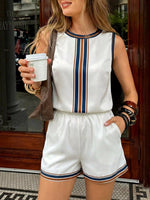 Striped Sleeveless Top and Shorts Set