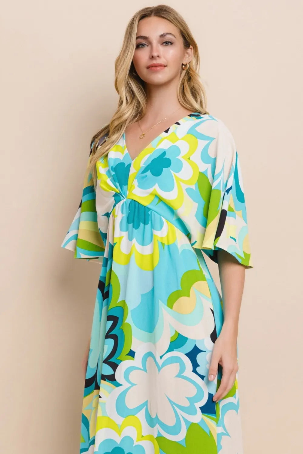 ODDI Floral Printed Slit Maxi Dress - Ladyez