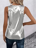 Satin Criss-Cross Neck Tank Top
