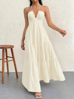 Halter Neck Tiered Maxi Dress - Ladyez