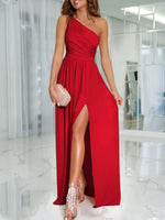 One-Shoulder High Slit Dress - Ladyez