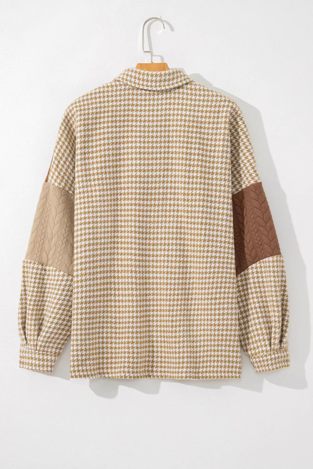 Button DownHoundstooth Color Block Shacket