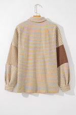 Button DownHoundstooth Color Block Shacket