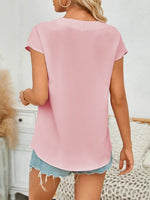 V-Neck Cap Sleeve Blouse