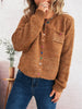 Button-Up Ribbed Hem Cardigan with Chest Pocket