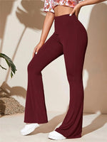 Full Size High-Waist Flare Active Pants Plus Size - Ladyez