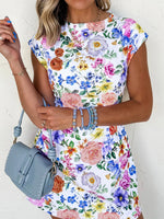 Floral Print Cap Sleeve Mini Dress