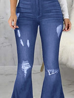 Full Size Distressed Raw Hem Flare Jeans Plus Size - Ladyez