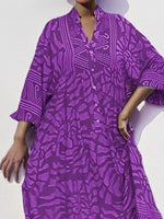 Printed Button Front Midi Dress