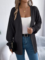 Openwork Open-Front Long Sleeve Cardigan