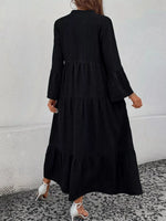 Ruffle Hem Button Front Tiered Dress