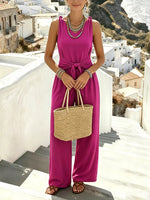 Sleeveless Wide-Leg Tie-Waist Jumpsuit