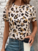 Leopard Print Short Sleeve T-Shirt - Ladyez