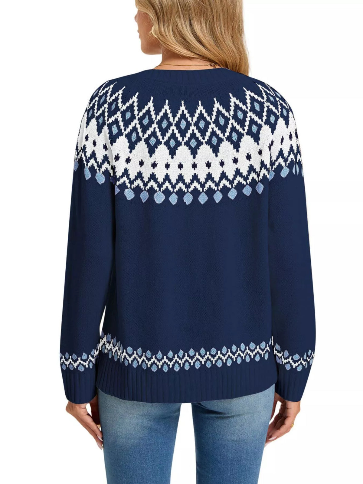 Fair Isle Patterned Button-Down Knit Cardigan