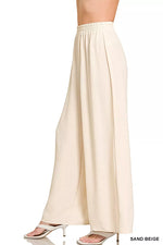 Zenana Woven Airflow Elastic Waistband Pants