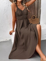 Sleeveless Smocked Casual Midi Dress
