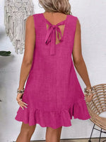 Ruffled Hem Round Neck Sleeveless Dress - Ladyez