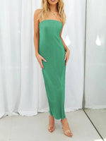 Lace-Up Back Tube Maxi Dress
