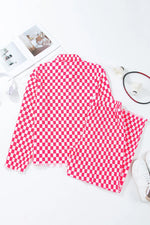 Checkered Button Up Top and Pants Lounge Set - Ladyez