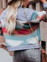 Geometric Button Up Long Sleeve Jacket