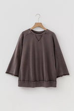 3/4 Sleeve Mineral Wash Loose Cotton Top