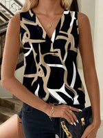 Printed V-Neck Tank - Ladyez