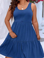 Plus Size Tiered Scoop Neck Tank Dress - Ladyez