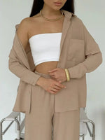 Relaxed Fit Shirt and Wide Leg Pants Set