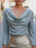Cowl Neck Long Sleeve Blouse