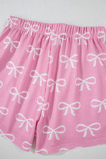 Bowknot Printed Notched T-Shirt and Shorts Set