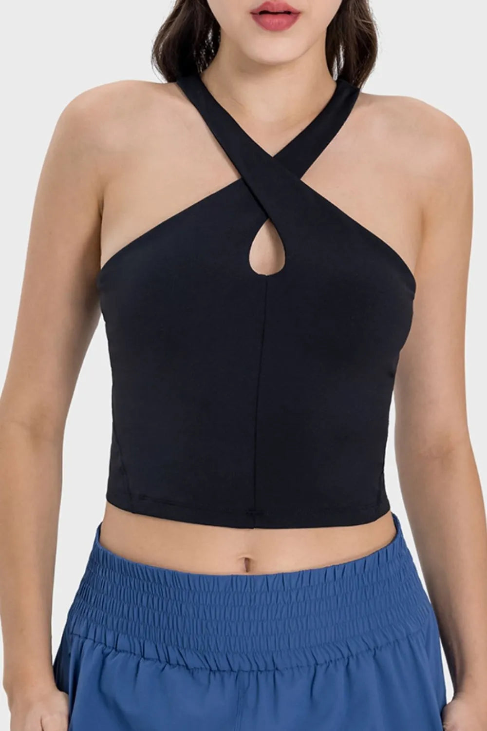 Millennia Crisscross Grecian Neck Active Cami - Ladyez