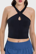 Millennia Crisscross Grecian Neck Active Cami - Ladyez