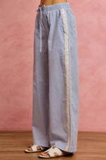 SO ME Wide CheckPants With Side Lace Trim And Piping